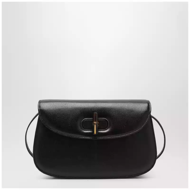 A000AAAAGDM_T_GUC-1096.a GUCCI Black leather bag with bamboo closure