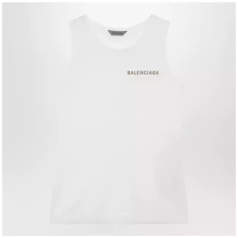 Balenciaga White cotton-blend knit tank top