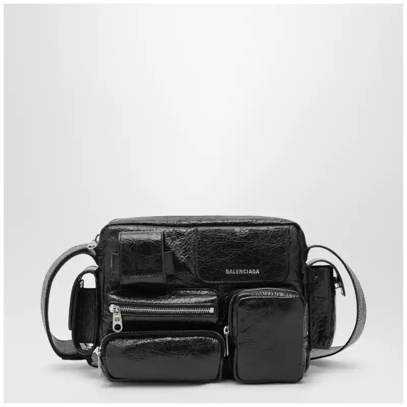 A000L6210C8_T_BALEN-1000.a Balenciaga Superbusy camera bag in black Arena lambskin