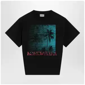 Balenciaga Black cropped T-shirt with logo print