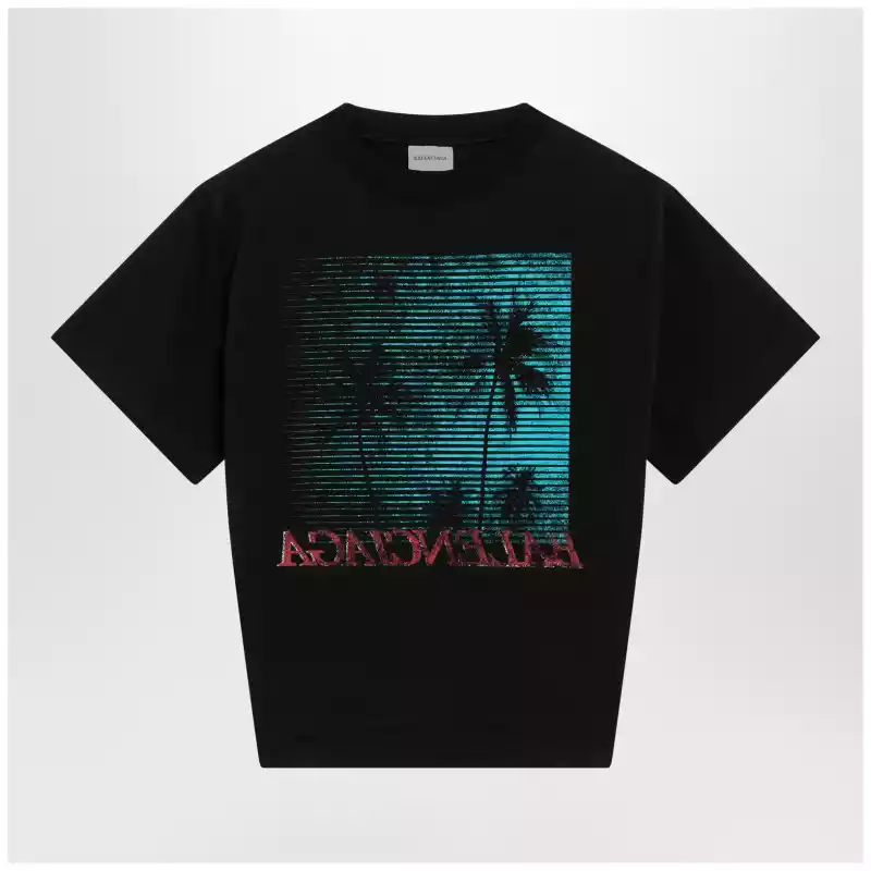 Balenciaga Black cropped T-shirt with logo print