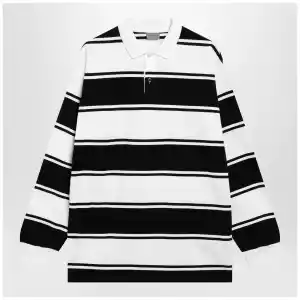 Balenciaga Black/white striped cotton polo shirt