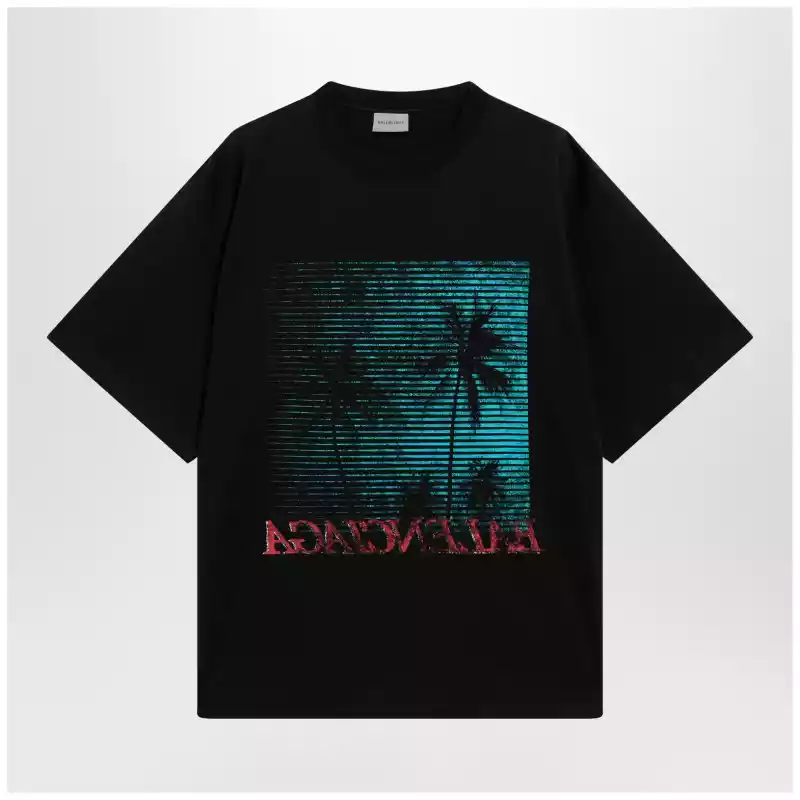 Balenciaga Holiday graphic print cotton T-shirt in black