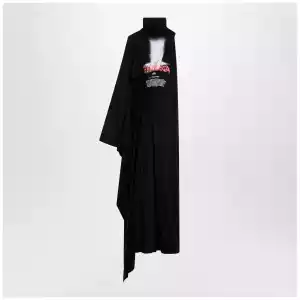 Balenciaga The Door draped maxi cotton jersey dress in black