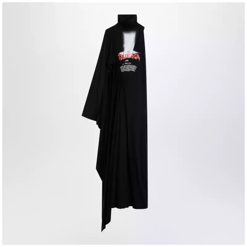 A001WDTUVX9_T_BALEN-1000.x Balenciaga The Door draped maxi cotton jersey dress in black