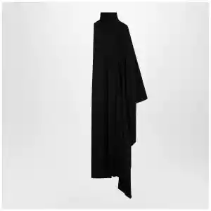 Balenciaga The Door draped maxi cotton jersey dress in black