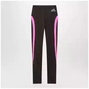 Balenciaga Techwear leggings in khaki/neon pink technical fabric