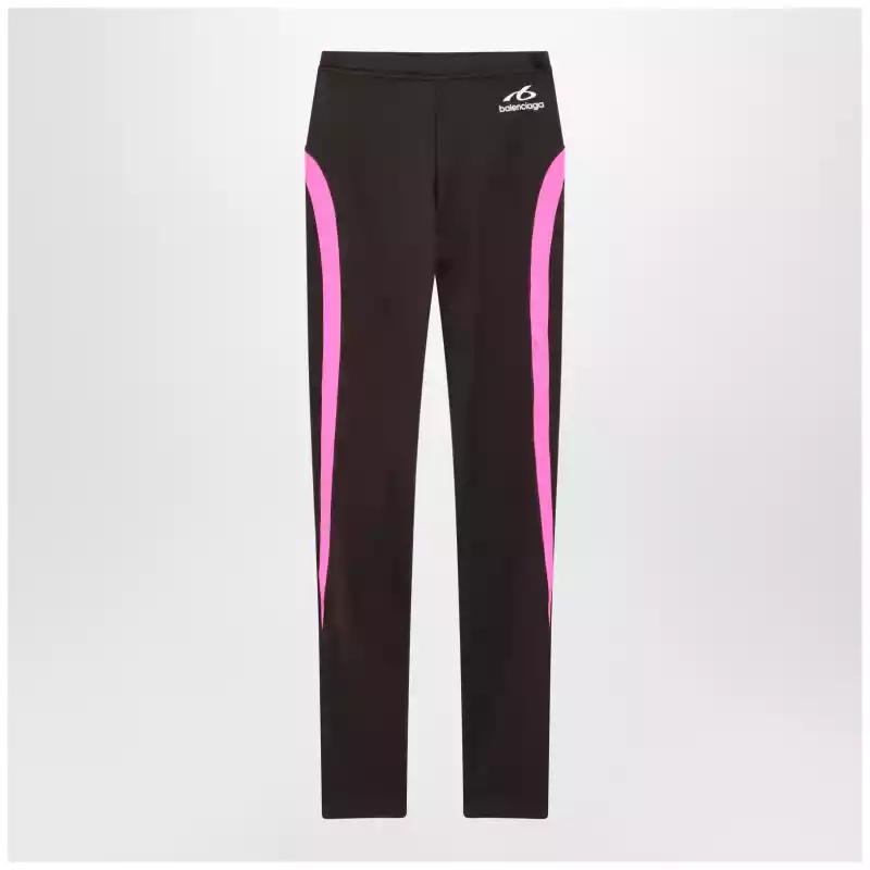 Balenciaga Techwear leggings in khaki/neon pink technical fabric