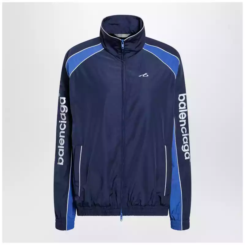 A0029GTPQ38_T_BALEN-6641.x Balenciaga Navy blue Techwear zip-up jacket in cotton blend