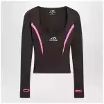 Balenciaga Techwear top in khaki/neon pink technical fabric