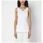 Moschino White tank top in cotton with laces