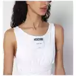 Moschino White tank top in cotton with laces