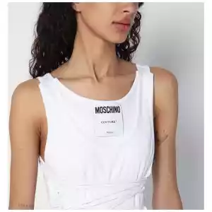 Moschino White tank top in cotton with laces