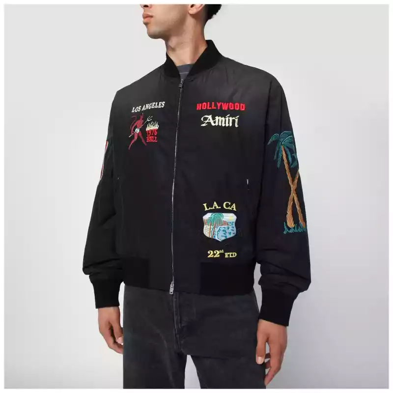 AMIRI Black cotton and nylon bomber jacket