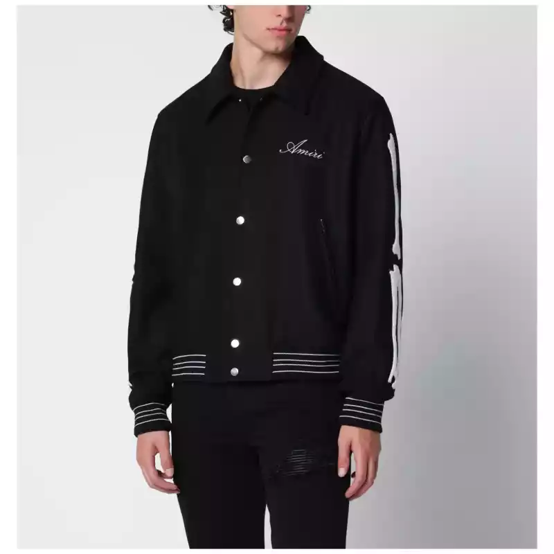 AMOUVY1007WE_T_AMIRI-099.a AMIRI Black wool blend jacket with logo
