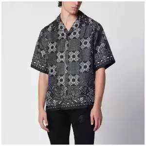 AMIRI MA Check Camp checked silk camp shirt in black