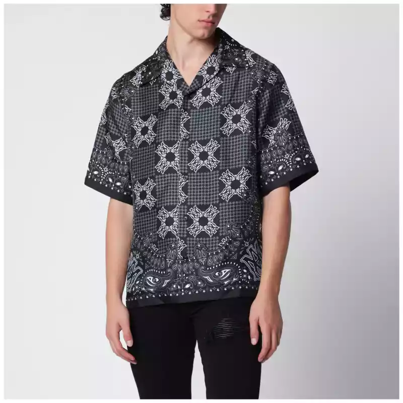 AMIRI MA Check Camp checked silk camp shirt in black