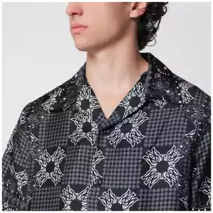 AMIRI MA Check Camp checked silk camp shirt in black