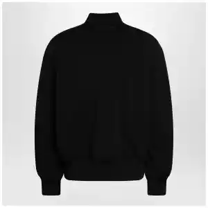 Givenchy Black leather bomber jacket with wool sleeves