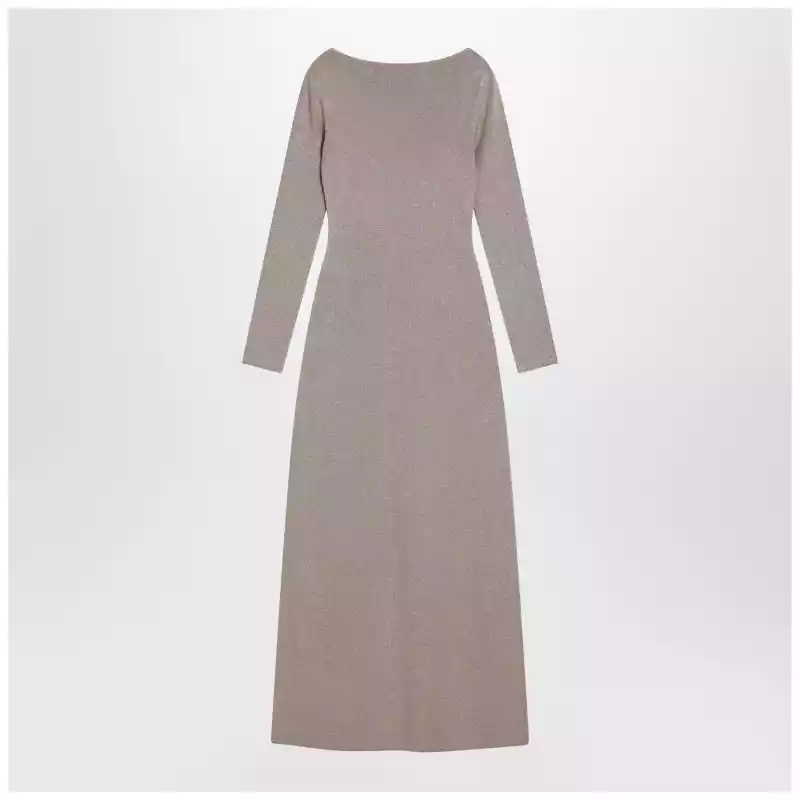 Max Mara Pianoforte Beige dress in viscose and lurex yarn