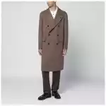 Tagliatore Taupe double-breasted wool-blend coat