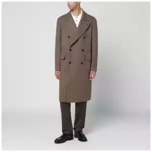 Tagliatore Taupe double-breasted wool-blend coat