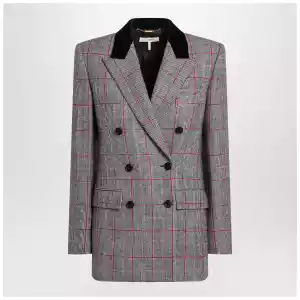 Chloé Black/white checkered wool double-breasted blazer