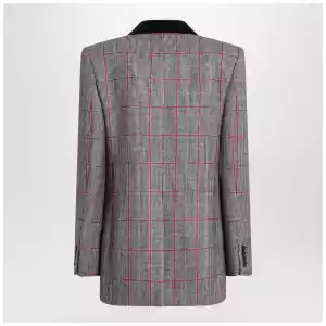 Chloé Black/white checkered wool double-breasted blazer