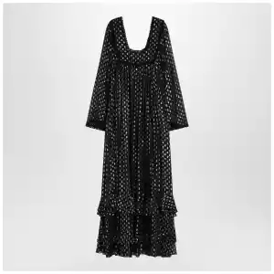 Chloé Maxi black dress with lightweight silk ruffles