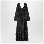 Chloé Maxi black dress with lightweight silk ruffles