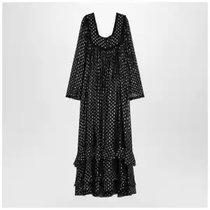 Chloé Maxi black dress with lightweight silk ruffles