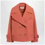 Chloé Cedar pink double-breasted short wool coat