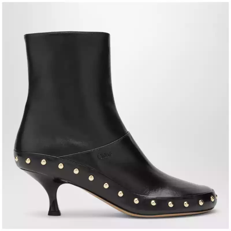 Chloé Junie hammered leather ankle boots in black