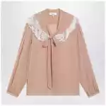 Chloé Biscuit pink silk and lace shirt