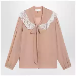 Chloé Biscuit pink silk and lace shirt