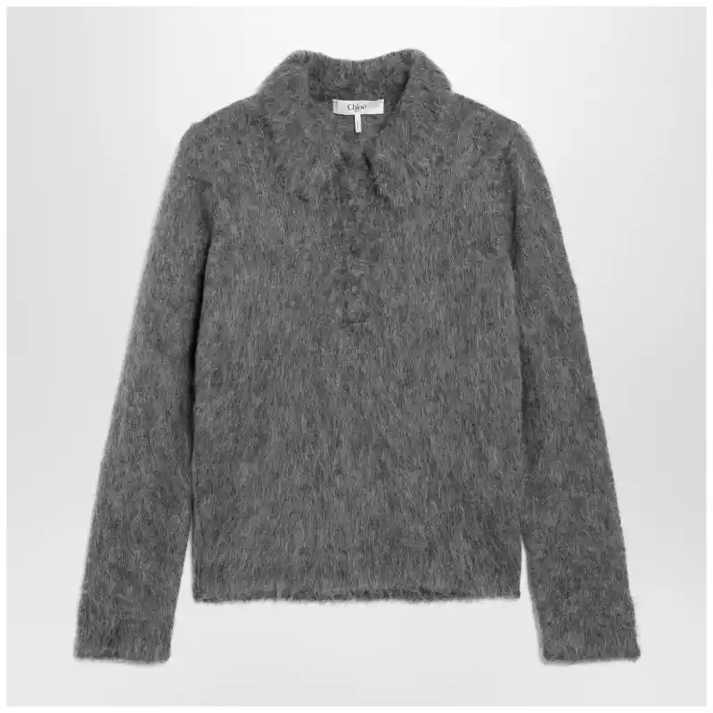 Chloé Smoke grey alpaca-blend cardigan