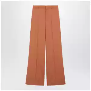 Chloé Burnt brown flared wool trousers