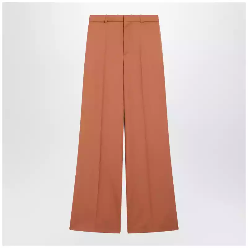 Chloé Burnt brown flared wool trousers