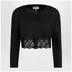 Chloé Black cropped jacket with openwork trim