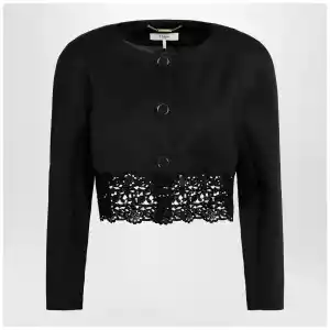 Chloé Black cropped jacket with openwork trim