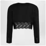 Chloé Black cropped jacket with openwork trim