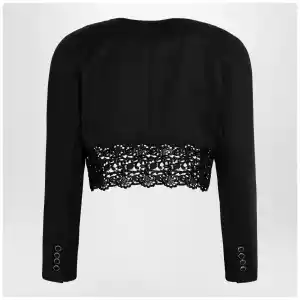 Chloé Black cropped jacket with openwork trim