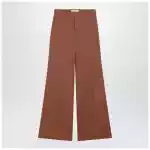 Chloé Flared cotton trousers in nougat colour