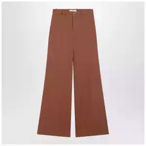 Chloé Flared cotton trousers in nougat colour