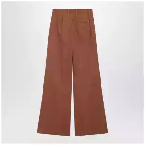 Chloé Flared cotton trousers in nougat colour