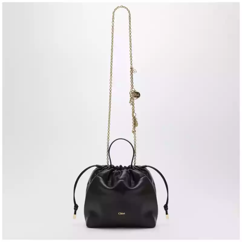 CH26UP789R12_T_CHLOE-001.a Chloé Small Icons shoulder bag with chain in lambskin black