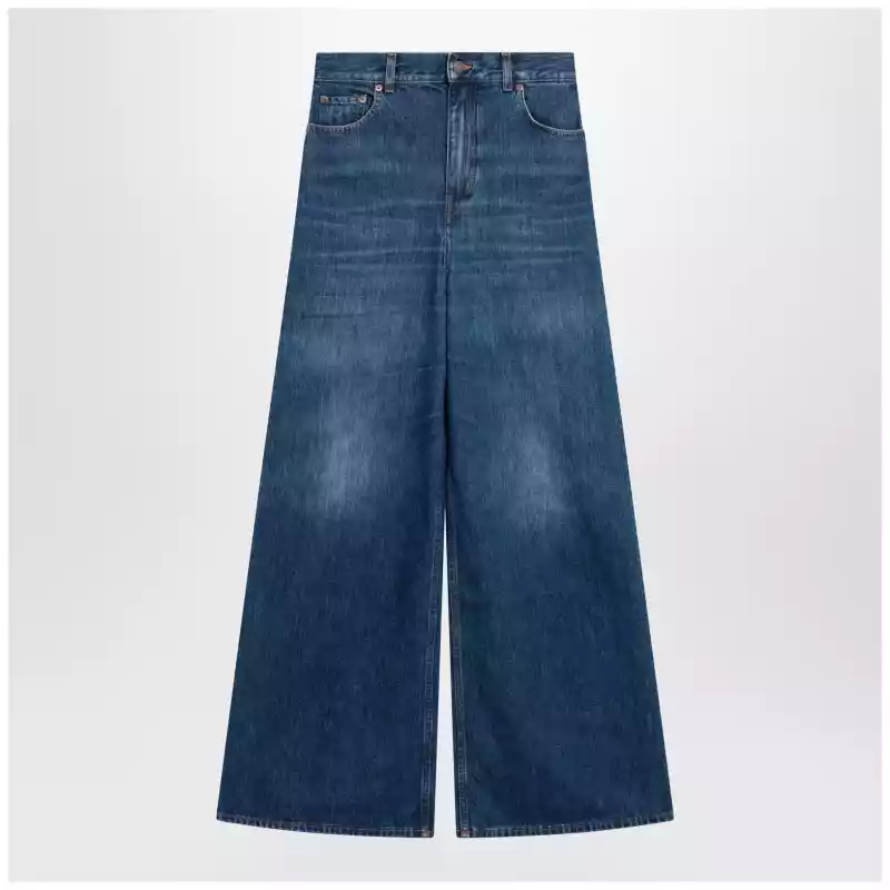Chloé flared jeans in washed midnight blue denim