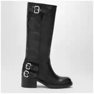 Chloé Dakota knee-high biker boots in black leather