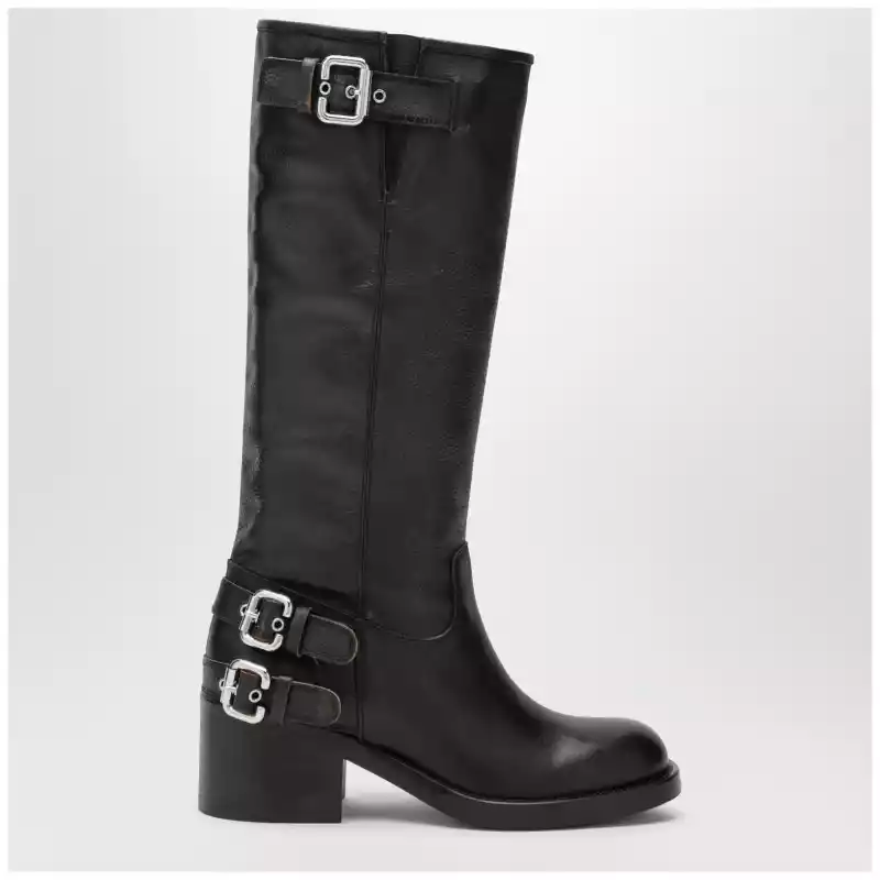 Chloé Dakota knee-high biker boots in black leather