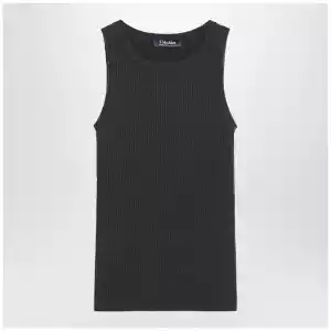 S Max Mara Green ribbed tank top in wool and cashmere
